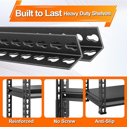 Utility Storage Garage Shelving - 48'' Wide 1500 Lbs Heavy Duty 3 Tier Metal Shelves Adjustable - Freestanding Rack Units for Basement Kitchen Pantry - Black 48" W x 16" D x 39" H - size: 48"Wx16"D-3T-BK