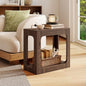 Giantex Narrow End Side Table - 2-Tier Farmhouse Night Stand w/Open Storage Shelf, Arch Design, Accent Bedside Nightstand for Bedroom Entryway Small Spaces, Wood End Tables Living Room, Brown - color: Brown