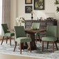 COLAMY Upholstered Dining Chairs Set of 4 with Wood Legs, Green | Mid Century Kitchen Chairs with Back, Fabric Side Dining Room Chairs for Dining Room Restaurant - color: Green, size: Set of 4