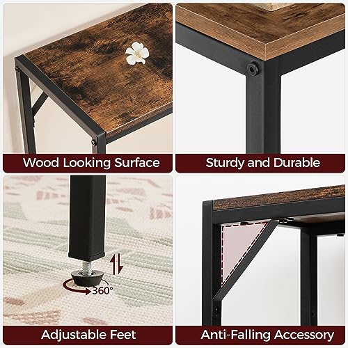 MAHANCRIS Console Table, Narrow Sofa Table, 43.7” Entrance Table with Power Station, Behind Couch Table, Simple Style, for Living Room, Hallway, Entryway, Foyer, Rustic Brown and Black CTHR112E01 - color: Rustic Brown, Black