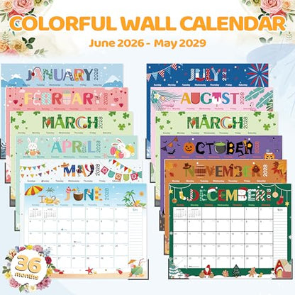 GuassLee Desk Calendar 2026-2029,36 Months 22" x 17" Large Calendar from June 2026 to May 2029,Desktop/Wall Monthly Planner with Julian Date and Thick Paper for Office Home School - color: Jun 36month blue, size: 22"x17"