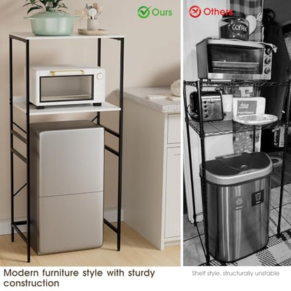 Mini Fridge Shelf Mini Fridge and Microwave Stand Over Mini Fridge Storage Rack Height Adjustable Microwave and Fridge Stand Suitable for Dorm, Kitchens, Offices,Marble-Look - color: Marble-look Finish