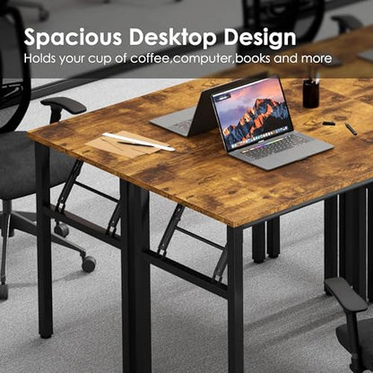 Need Office Computer Desk -35.8 L Sturdy and Heavy Duty Folding Laptop Table,Writing Table/Home Office Desk/Sewing Table, No Assembly Required, Rustic Brown & Black Frame - color: Rustic Brown & Black Frame, size: 35.8inch