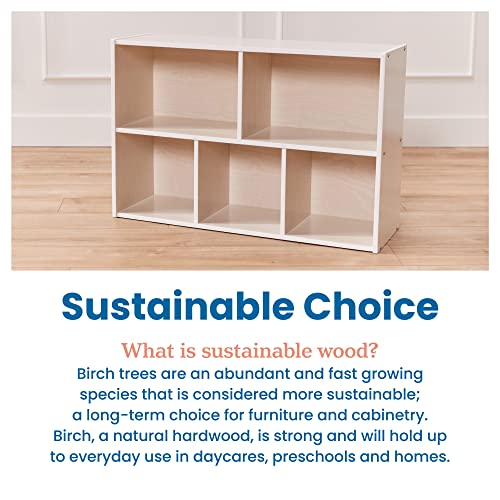ECR4Kids Streamline 5-Compartment Storage Cabinet, 24in, Classroom Furniture, White Wash - color: White Wash