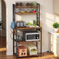 Cheersstar Bakers Rack with Power Outlet - Microwave Oven Stand 5 Tiers, Kitchen Storage Shelf Rack with 6 S-Shaped Hooks, Coffee Bar Cabinet for Kitchen, Entryway, Living Room, Rustic Brown