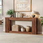Maupvit Fluted Wooden Console Table with 2 Storage, 71 Inches Rectangular Entryway Table Behind The Couch, Farmhouse Boho Sofa Table for Entrance, Hallway, Living Room (Walnut) - color: Walnut