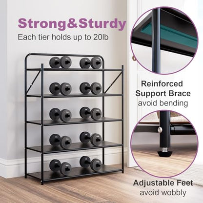 5 Tier No-Assembly Shoe Rack, Foldable Shoes Rack Organizer Without Installation, Portable Solid Metal Shoe Shelves for Closet, Entryway, Front Door Entrance - size: 5 Tier