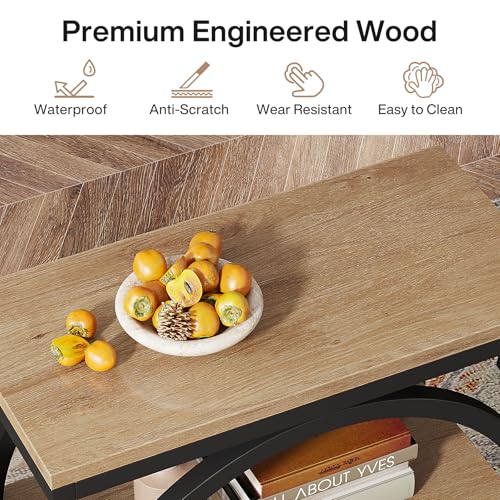 Tribesigns Side End Table with 3 Storage Shelves, Industrial Sofa Table with Round Metal Frame for Living Room, Engineered Wood Nightstand for Bedroom, Oak - color: Oak