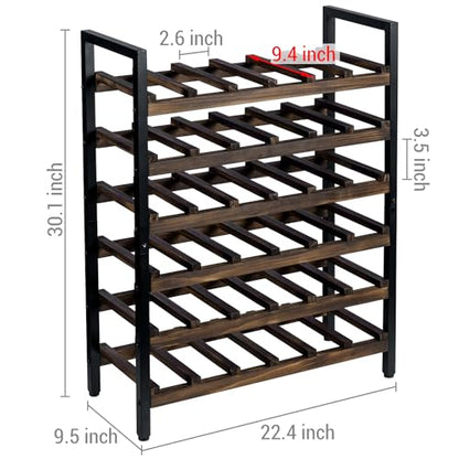 MyGift Wine Rack Freestanding Floor Stand, 6 Tier Wine Bottle Shelf - Holds up to 36 Bottles (Solid Wood)", since unit is 6 rack. - color: Solid Wood
