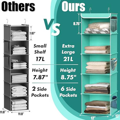 Simple Houseware 5 Shelf Hanging Closet Organizer, Turquoise - color: Turquoise, size: 5 Shelf