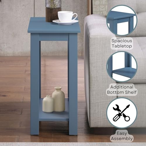 Convenience Concepts Designs2Go Baja Chairside End Table 23.75" - Transitional Narrow Side Accent with Storage Shelf for Modern Living or Family Room, Bedroom Nightstand, Dusty Blue - color: Dusty Blue