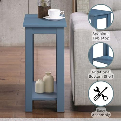 Convenience Concepts Designs2Go Baja Chairside End Table 23.75" - Transitional Narrow Side Accent with Storage Shelf for Modern Living or Family Room, Bedroom Nightstand, Dusty Blue - color: Dusty Blue