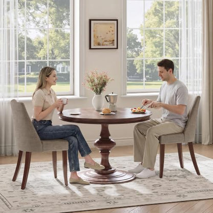 COLAMY Upholstered Dining Chairs Set of 4, Mid Century Modern Kitchen Chairs with Back, Farmhouse Fabric Side Dining Room Chairs with Wood Legs for Dining Room Restaurant, Brown - color: Brown, size: Set of 4