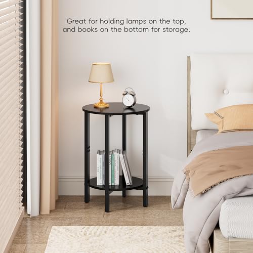 Vagusicc Side Table, Small End Table, Set of 2 Half Round Side Table for Living Room, 2 Tier Couch Side Tables, Small Round Coffee Table, Thin Accent Sofa Table Narrow Entryway Table, Black - color: Black