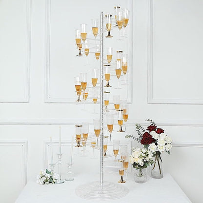 Clear 4.5 feet Spiral Acrylic Champagne Glass Flute Holder Display Stand Rack Display Wedding Party Events Reception Bar Table Home Decorations Drink Stations Supplies