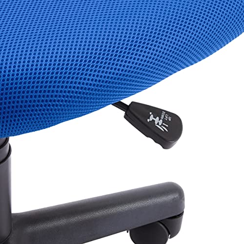 Amazon Basics Low Back Office Chair, Breathable Mesh, Height Adjustable, Padded Seat, Rolling Wheels, Swivel, Blue, 21.25" D x 22.5" W x 38" H - color: Blue