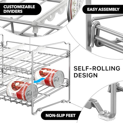 Simple Houseware 2 Tier Stackable Can Rack, Silver, 2 Pack - color: Silver