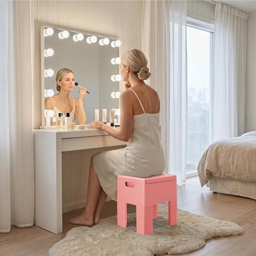 HOTEAGLE Modern Nightstand - Multifunctional Plastic Bedside Table with Storage Space, Side Table Easy Assembly for Bedroom, Dorm and Small Areas (14.2" D x 11.8" W x 15.78" H, Pink) - color: Pink