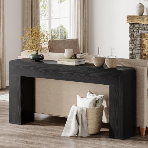 Tribesigns 70.9-Inch Extra Long Console Table, Rustic Wooden Sofa Table Behind Couch, Farmhouse Entryway Console for Living Room, Entryway, Hallway, Foyer (Black) - color: Black