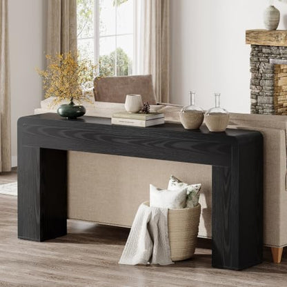 Tribesigns 70.9-Inch Extra Long Console Table, Rustic Wooden Sofa Table Behind Couch, Farmhouse Entryway Console for Living Room, Entryway, Hallway, Foyer (Black) - color: Black