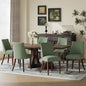 COLAMY Upholstered Dining Chairs Set of 6, Mid Century Modern Kitchen Chairs with Back, Farmhouse Fabric Side Dining Room Chairs with Wood Legs for Dining Room Restaurant, Green - color: Green, size: Set of 6