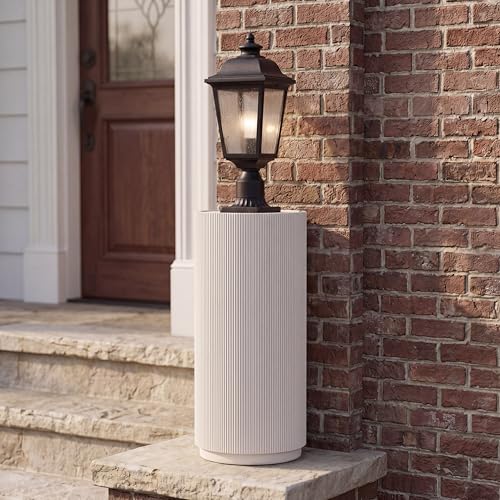 Christopher Knight Home Hani 22.24" Tall MGO Plant Stand Outdoor & Indoor Use, Patio Pedestal For Garden Decor, Modern Flower Stands For Entryway, Side Table For Patio Furniture Set, White - color: White