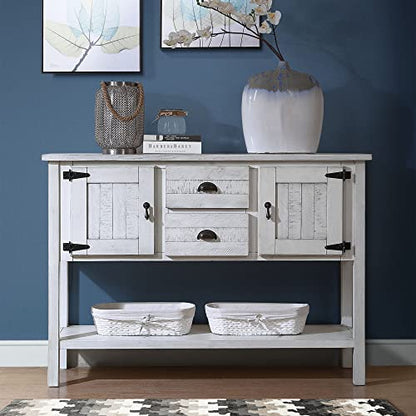LKTART Solid Wood Farmhouse Console Table,Sofa Table with Storage Drawers and Shelves,Entryway Table for Entry Hallway Foyer Sofa Side Table,Easy Assembled (46.5" Antique White) - color: Antique White