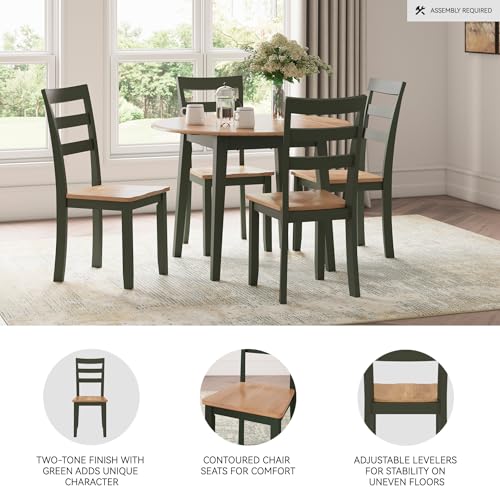 Signature Design by Ashley Gesthaven Green Dining Chairs Set of 2, Ladder Back Wood Kitchen Chairs, Natural Mango Wood Seat, Casual Seating for Dining Rooms - color: Light Brown & Green