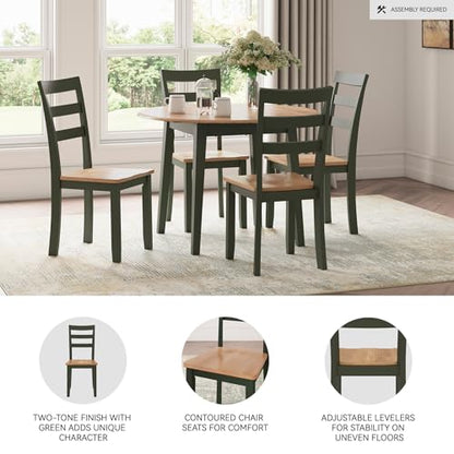 Signature Design by Ashley Gesthaven Green Dining Chairs Set of 2, Ladder Back Wood Kitchen Chairs, Natural Mango Wood Seat, Casual Seating for Dining Rooms - color: Light Brown & Green