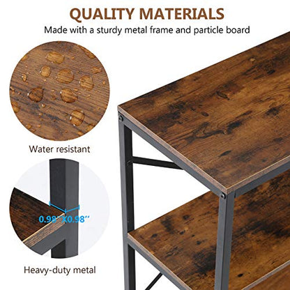 Tribesigns 70.9 Inch Extra Long Console Table, Modern Sofa Table Behind Couch Table with Storage Shelves, 3-Tier Industrial Hallway Entryway Table for Living Room, 3 Shelf Bookshelf(Brown) - color: Brown