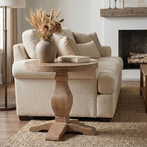 Martin Svensson Home Napa Solid Wood Pedestal End Table, Driftwood - color: Driftwood