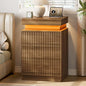 Xixini Nightstand with Charging Station and RGB LED Lights, Fluted 3-Drawer Bedside Table with Sliding Top, Wooden End Table for Bedroom, Living Room, Walnut - color: Walnut