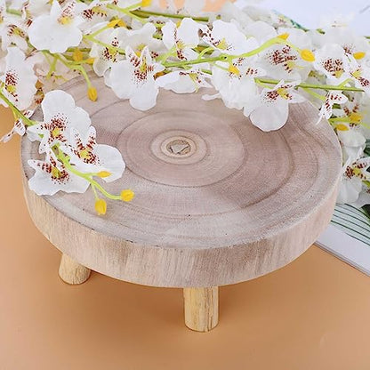 Wood Plant Stands Indoor Outdoor, 9cm/3.5 Tall Plant Holder Wooden Stool Display Stand Flower Pot Stand Small Round Side Plant Table Planter Stands for Indoor Plants (Wood, 14cm)