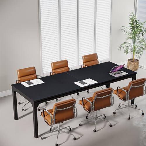Tribesigns 6.5 FT Conference Room Table, 78.74" W x 27.56" D Large Office Conference Table, Modern Seminar Meeting Table Desk for Boardroom, Meeting Room (1, Black) - color: Black