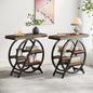 Tribesigns End Table Set of 2, 3-Tier Narrow Sofa Side Table with Storage for Living Room, Wood End Table with Geometric Metal Frame, Industrial Nightstand and Bedside Table for Bedroom, Rustic Brown - color: Rustic Brown