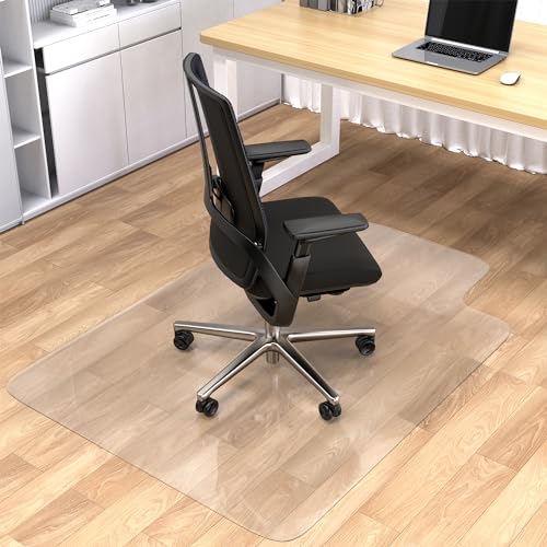 Office Chair Mat for Hardwood Floor, 36"x48" Clear Desk Chair Mat Easy Glide for Rolling Chair, Heavy Duty Vinyl Floor Protector Mat for Home or Office, Easy Clean and Flat Without Curling - size: 36"×48" with Lip (for Hard Floors)