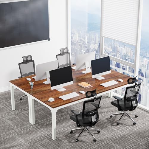 Tribesigns 6.5 FT Conference Room Table, 78.74" W x 27.56" D Large Office Conference Table, Modern Seminar Meeting Table Desk for Boardroom, Meeting Room (1, Brown and White) - color: Brown and White