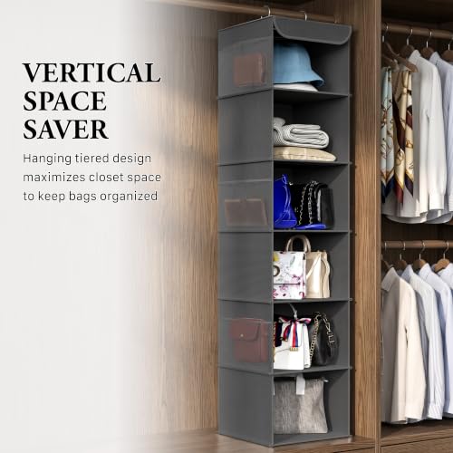 Simple Houseware 6 Shelf Hanging Closet Organizer, Dark Gray - color: Dark Gray, size: 6 Shelf
