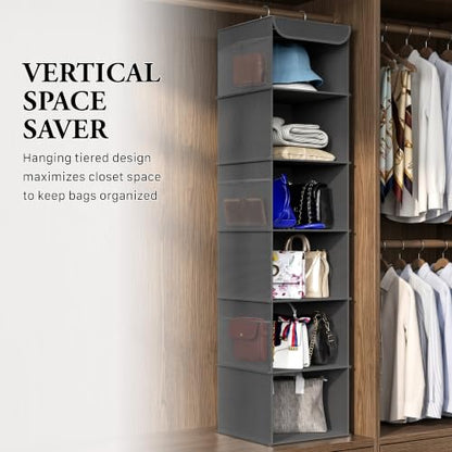 Simple Houseware 6 Shelf Hanging Closet Organizer, Dark Gray - color: Dark Gray, size: 6 Shelf