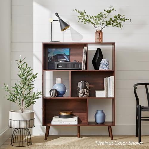 Best Choice Products 3-Tier Mid-Century Modern Wooden Bookcase, 6-Cube Organizer for Nursery, Kids Room, Living Room, w/Removable Back Panels, Pine Legs - Gray Oak - color: Gray Oak