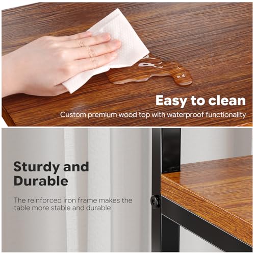 Ekisemio 3-Tier Side Table – End Table Nightstand for Small Spaces & Living Room, Rustic Brown