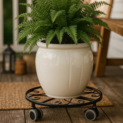 3 Pack Plant Caddy with Wheels Heavy Duty 11.8 Inches Metal Plant Stand with Wheels Plant Dolly Rolling Plant Stand Plant Roller with Casters for Indoor and Outdoor (3, Black) - color: Black