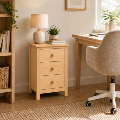 From the Tree Furniture Tall Nightstand with 3 Drawers - Solid Pine Wood Bedside Table with Spacious Storage & Sustainable Design - Honey Side Table for Bedroom Organization & Style - color: Honey/Natural
