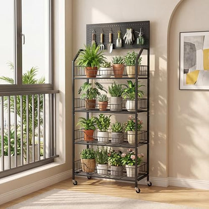 4 Tier Supermaket Snack Rack Display Stand, Retail Display Shelves with Hooks & Wheels, Metal Snack Shelf for Store Home Kitchen, Black Chip Rack Display Stand (4 Tier（60cm）) - size: 4 Tier（23.6inch）