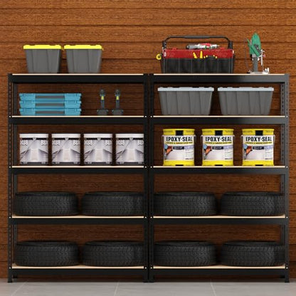 PrimeZone 48" W x 18" D x 72" H Garage Shelving Heavy Duty - Adjustable Metal Storage Shelves, 5 Tier Industrial Shelving Unit, Utility Shelf Rack for Basement, Warehouse, Pantry, Closet, Black - size: 48" W x 18" D x 72" H