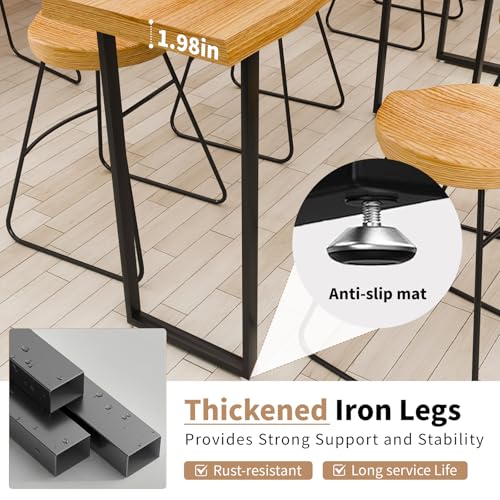 Narrow Bar Table, Rectangular Solid Wood Counter Height Table, Industrial Height Pub Table with Sturdy Metal Frame, Easy-to-Clean Top for Kitchen,Restaurant, Cafe (47.2 in) - size: 47.2 in