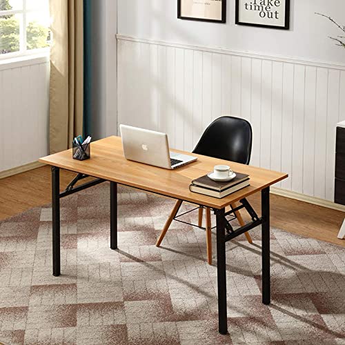 Need Office Computer Desk - 47.2L Sturdy and Heavy Duty Folding Laptop Table,Writing Table/Home Office Desk/Sewing Table,No Assembly Required (Teak Color) AC5BB12060 - color: Teak & Black Frame, size: 47inch