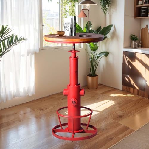 Topower Industrial Bar Table 38.58-48.43" Adjustable Pub Table Kitchen Dining Coffee Bistro Table Antique Red - color: Antique Red