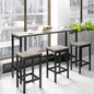 4-Piece Counter Height Extra Long Dining Table Set, Bar Table Set with 3 Stools, Side Table with Footrest Pub Kitchen Set (Gray) - color: Grey