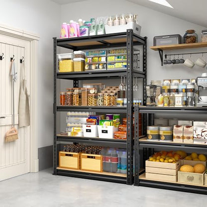 DurayLoly 5-Tier Storage Shelves, 1990LBS Adjustable Pantry Shelves, Metal Shelving Unit for Kitchen, Pantry, Closet, Laundry,Garage, 60.01" H x 28.01" W x 14.01" D - size: 60.01" H x 28.01" W x 14.01" D